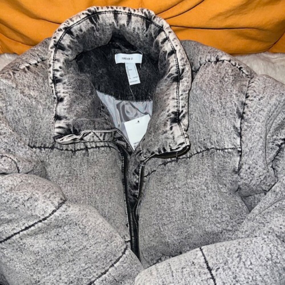 ACID GRAY BOMBER JACKET -FOREVER 21